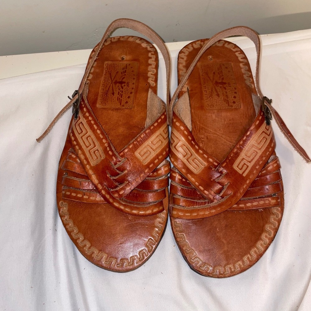 Don Porfirio Mexican Huarache Leather Sandals Brown view Measurements Mens 5